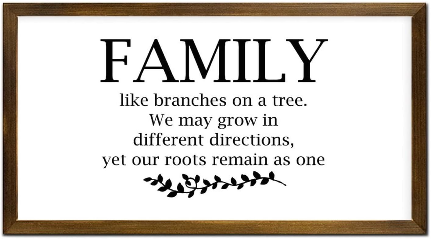 Family Like Branches on A Tree Framed Wooden Signs Christian Scripture Wood Plaque Retro Wood Hanging Sign Decor for Bedroom Living Room Shelf Kitchen Home 12x22 inch