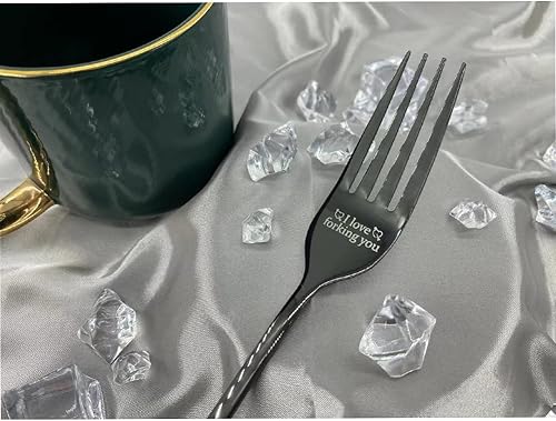 Miniatura 2 de Tenedor de cena con texto en inglés "I Love You", regalos para novia, novio, divertidos tenedores de postre grabados para marido de esposa,
