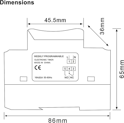Miniatura 5 de Baomain THC15A AC 220V - 240V Digital LCD Power Temporizador Programable Temporizador Interruptor de Tiempo Relé 16A Amp