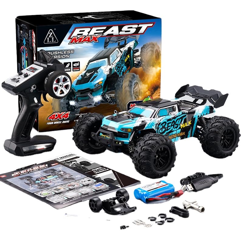 Image of Beast Max RC Car, Brushless 4WD Remote Control Truck, 4x4 Off-Road Monster Truggy with 4.2GHz Controller