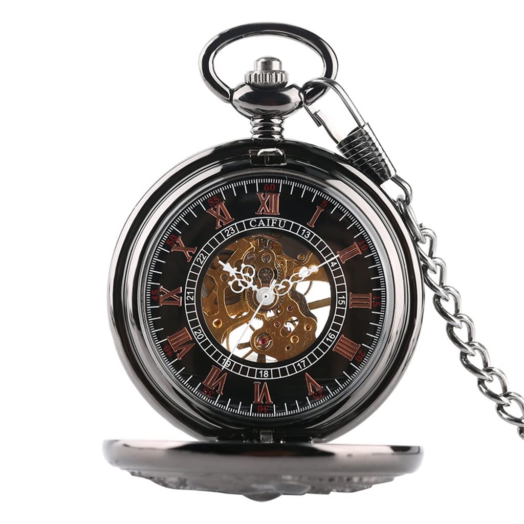 Reloj de Bolsillo Antiguo mecánico de Cuerda Manual con Esfera con números Romanos y Mecanismo Manual Colgante Vintage