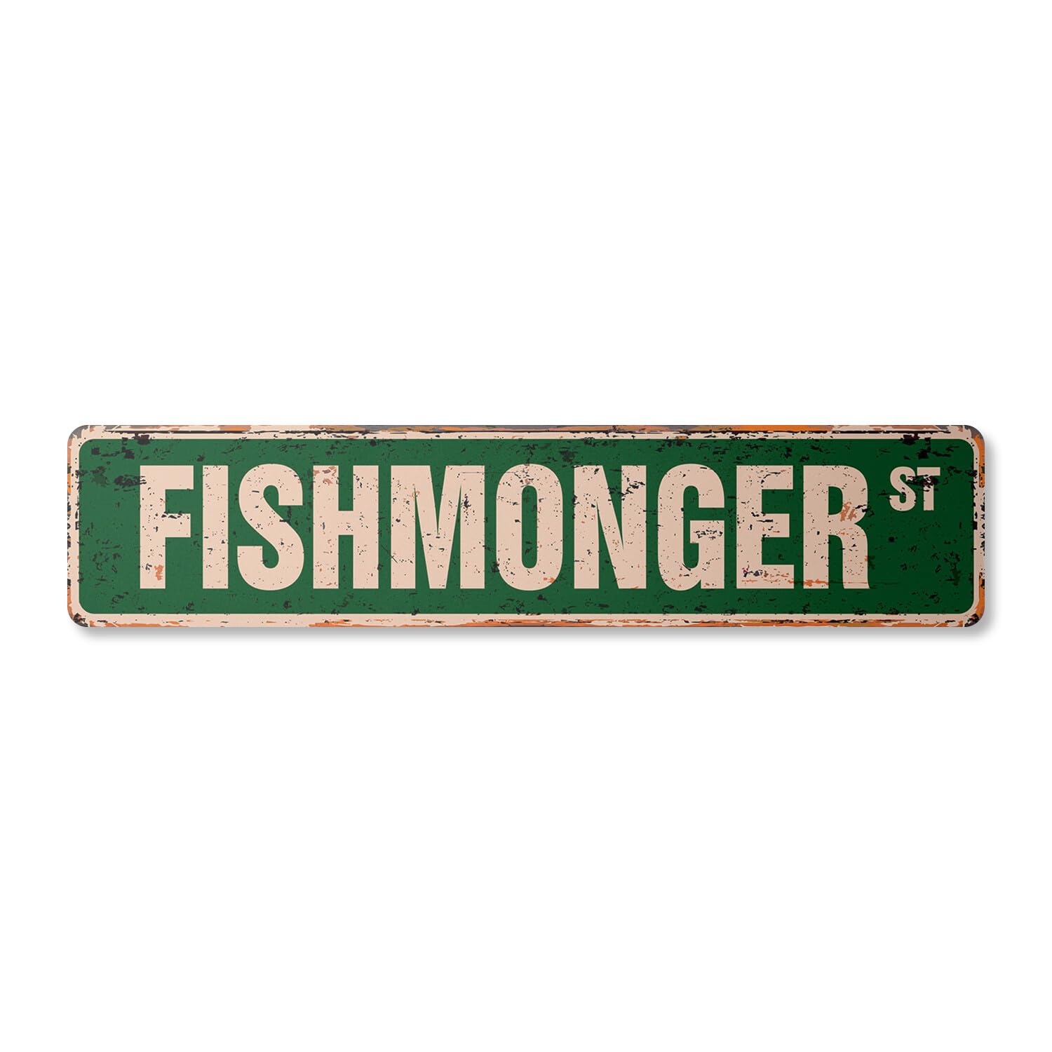 FISHMONGER Vintage Street Sign seafood market restaurant fish shellfish