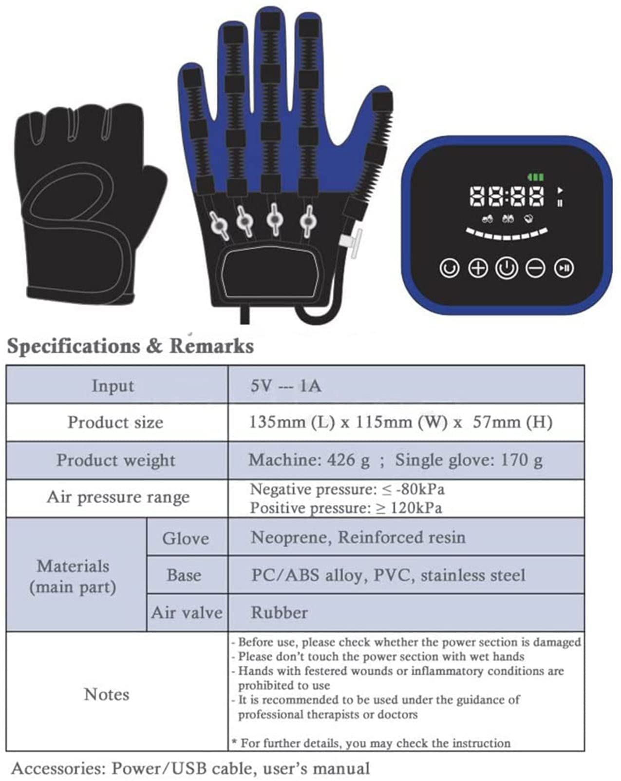 Guantes De Robot De Rehabilitación, Entrenador De Rehabilitación De Dedos De Hemiplejía De Accidente Cerebrovascular, con Entrenamiento De Un Solo Dedo Y Modo De Espejo