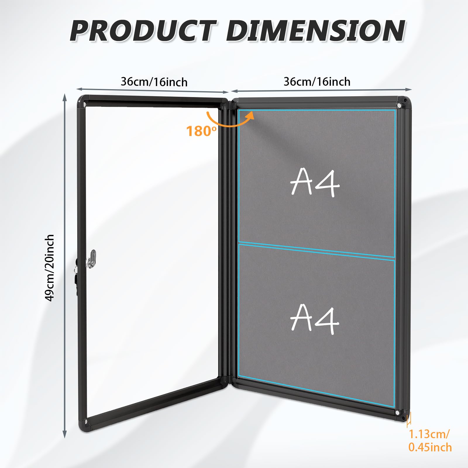 MAKELLO Lockable Notice Board 490x370mm, Temperproof Lockable Display Board for Office School Home Store Community Centre - Image 2