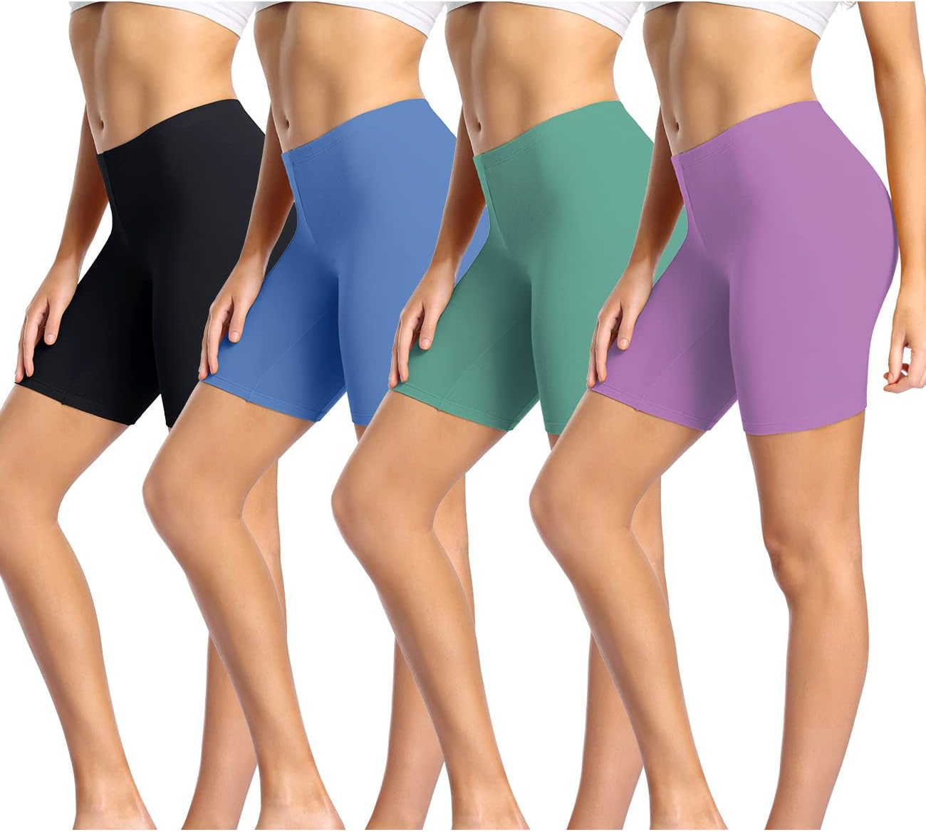 Ladies Anti Chafing Shorts Womens Boxers Underwear Cotton Cycling Shorts Leggings for Under Dresses 4 Pack