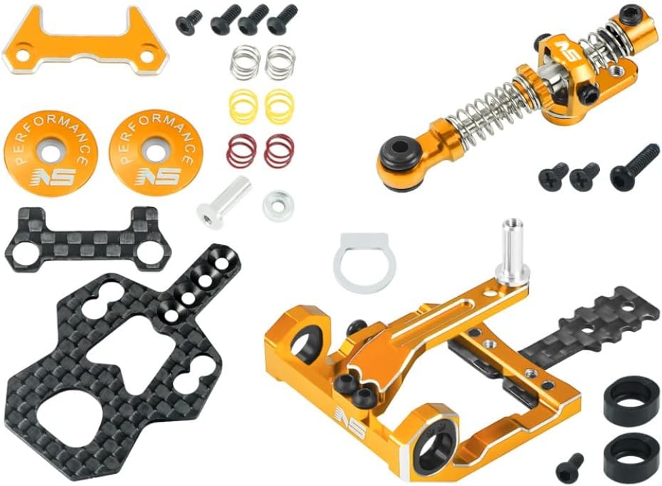 NexxSpeed Square Motor Mount w/Disk Damper Center Shock Package (Gold) - Kyosho Mini-Z MR03
