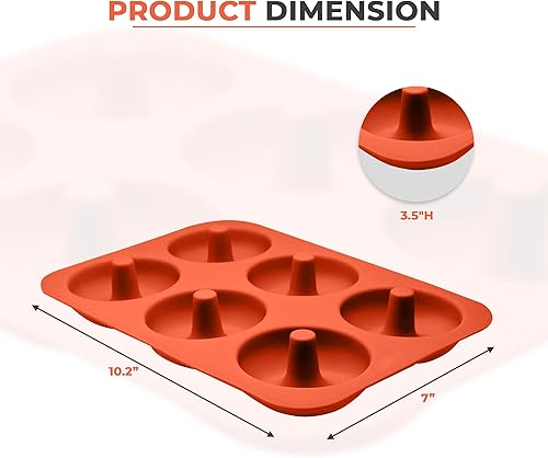 Miniatura 7 de ABAM Molde de silicona para donas de alta calidad, paquete de 3 moldes de silicona antiadherente de grado alimenticio con 6 moldes de donas de