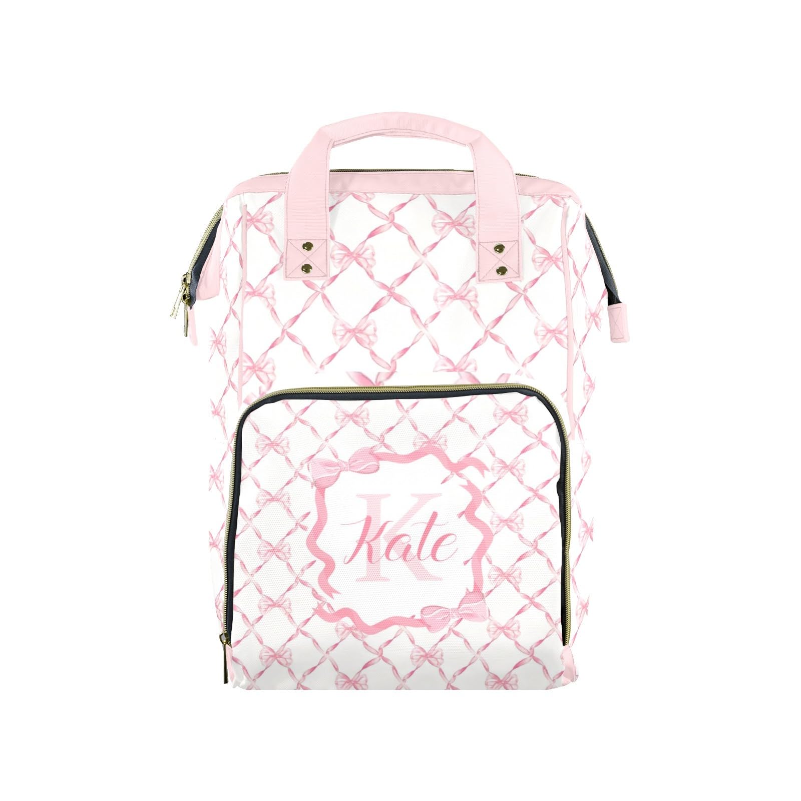 Noverbibi Custom Diaper Bag for Baby Girl Customized Pink Bow Baby Bag Personalized Nursing Bags with Name Custom Name Mommy Daypack Bag Tote Bag