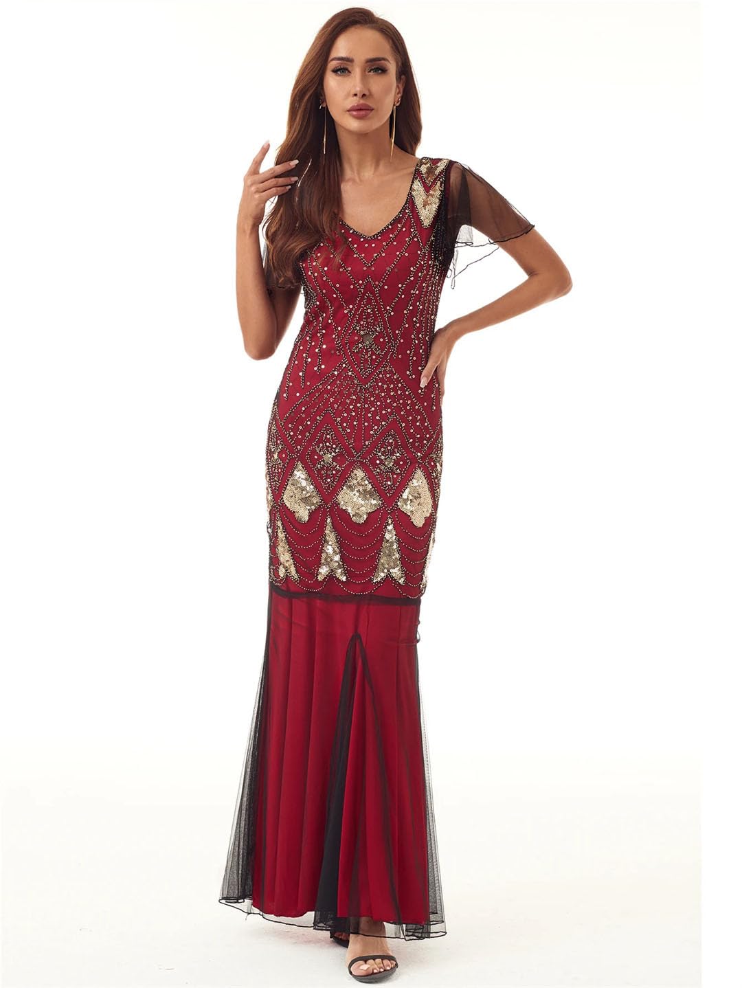 Vestido Largo Sexi De Lentejuelas Vintage para Mujer Vestido Elegante De Malla con Espalda Descubierta para Fiesta De Boda Vestidos De Noche para Graduación