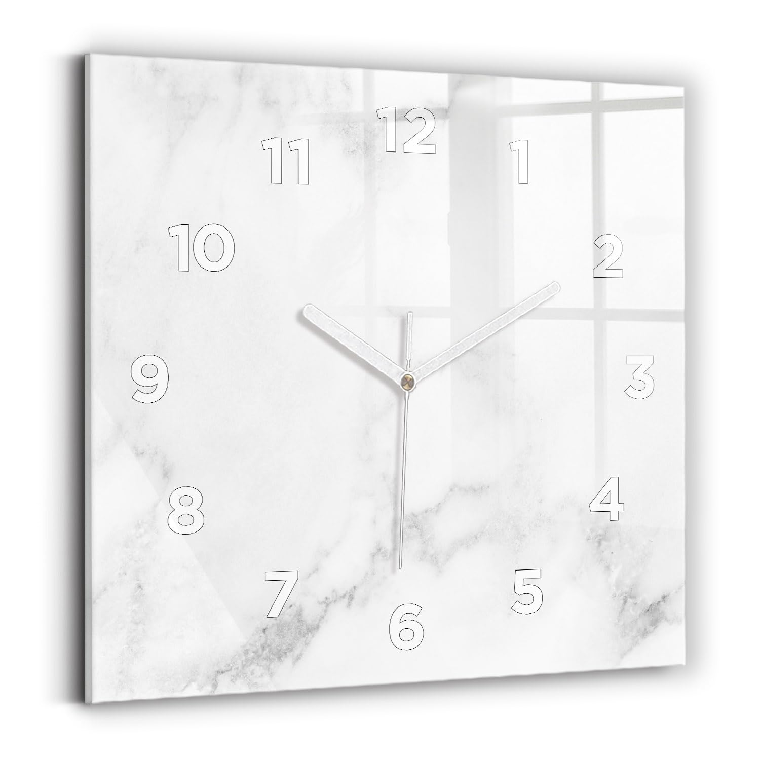 Horloge murale marbre 30x30 cm carrée avec mécanisme silencieux Wallfluent