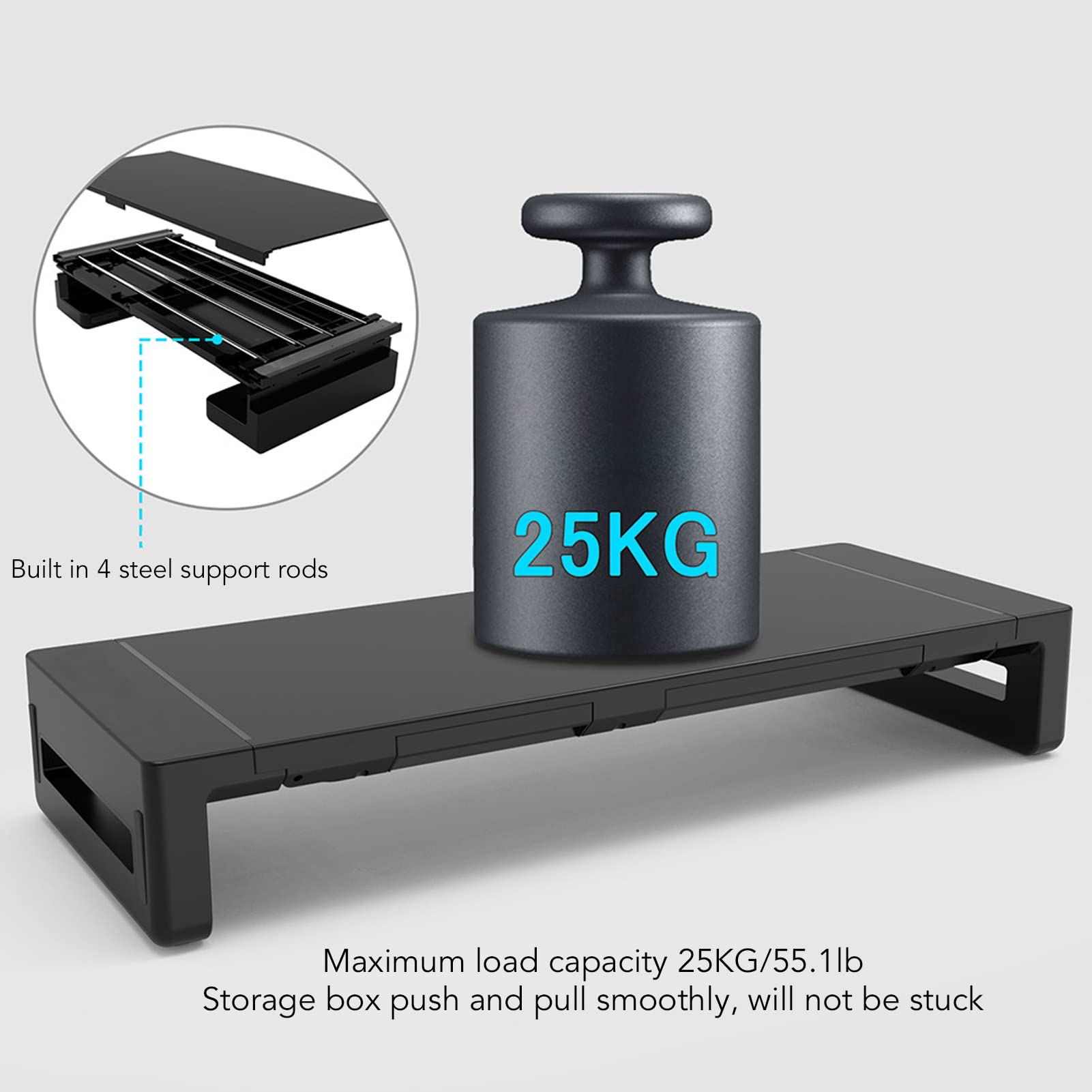Supporto Per Ergonomico Organizzatore Di Scrivania Multifunzionale Con Cassetto Di Archiviazione E Supporto Telefono Per Laptop Carico Massimo 25 Kg Regolazione Modalità Tripla