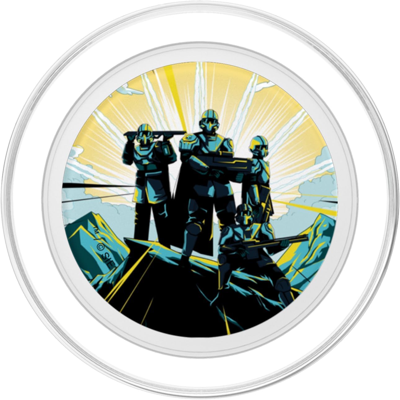 Helldivers 2 Illustrated Poster Sunburst Video Game PopSockets PopGrip for MagSafe