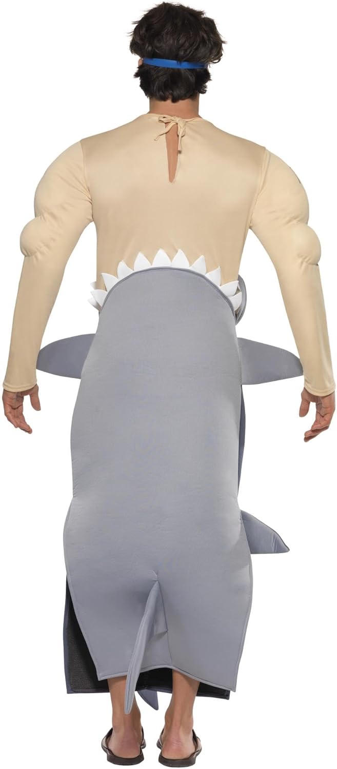 Smiffy's Men's Man Eating Shark Costume with Shark Bodysuit and Goggles