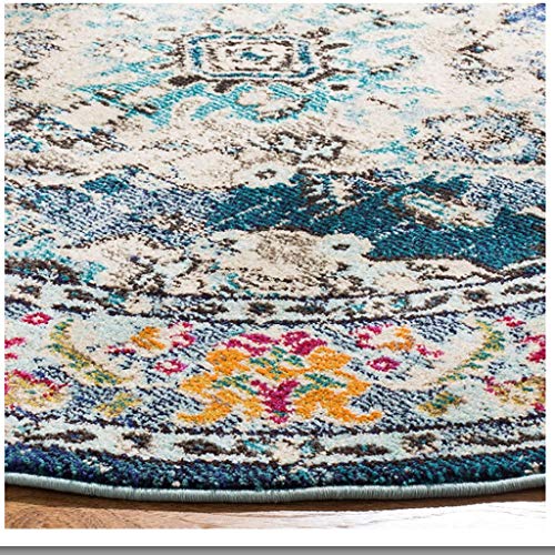 Tapis rond 5' bleu clair style bohème chic Monaco Collection - 5