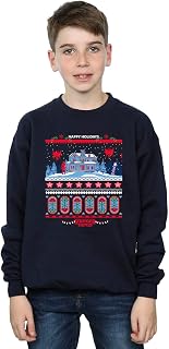 Absolute Cult Netflix Boys Stranger Things Fair Isle Sweatshirt Navy Blue 9-11 Years