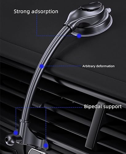 Miniatura 3 de Soporte de teléfono para automóvil, manguera de metal, soporte para teléfono celular, tablero de instrumentos para parabrisas de 4.5 a 6.7 pulgadas