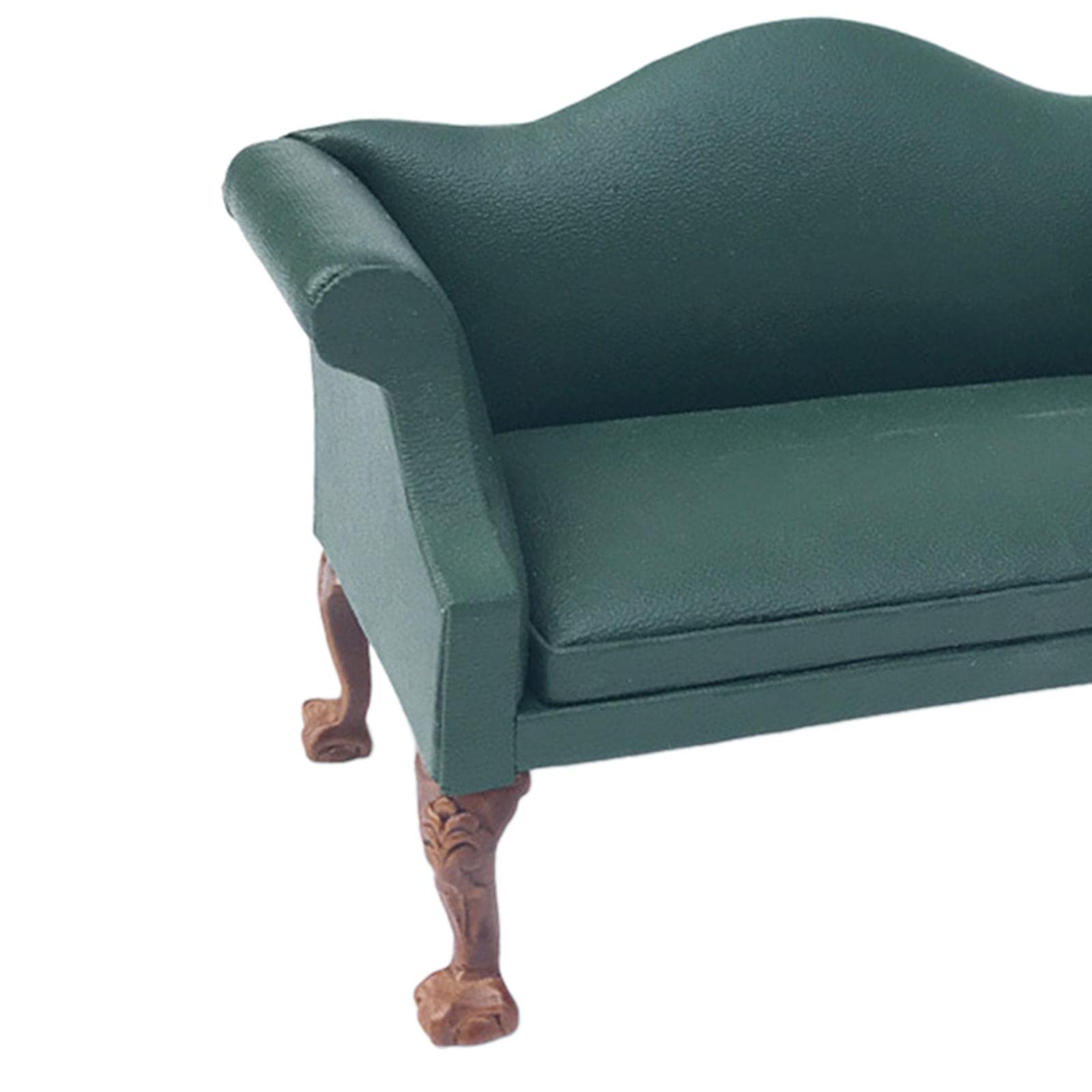 Puppenhaus Sofa Miniatur Sessel Stuhl Couch Im Modernen Design Aus PU Und Holz für Puppenhaus Deko Kinderzimmer Bastelprojekte Geschenk, Grün Liebe Sitz