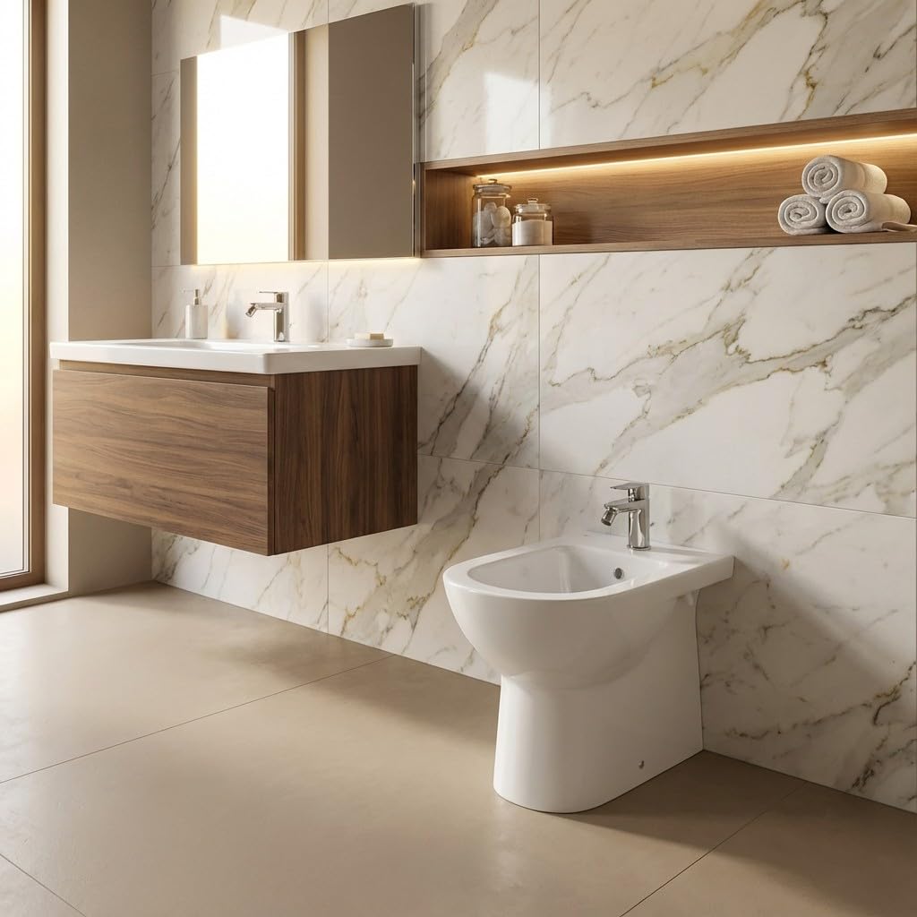 Bidet filomuro in ceramica monoforo con troppopieno – Gemma 2 | Ceramica Dolomite