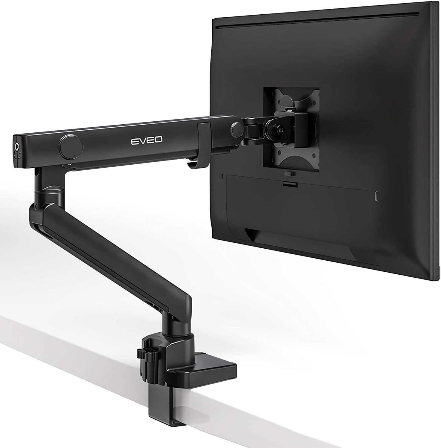 EVEO Premium Monitor Arm Desk Mount - Monitor Mount for a Single Screen with Full Motion Spring Movement - Fits 17 Inch to 32 Inch VESA Compatible Screens