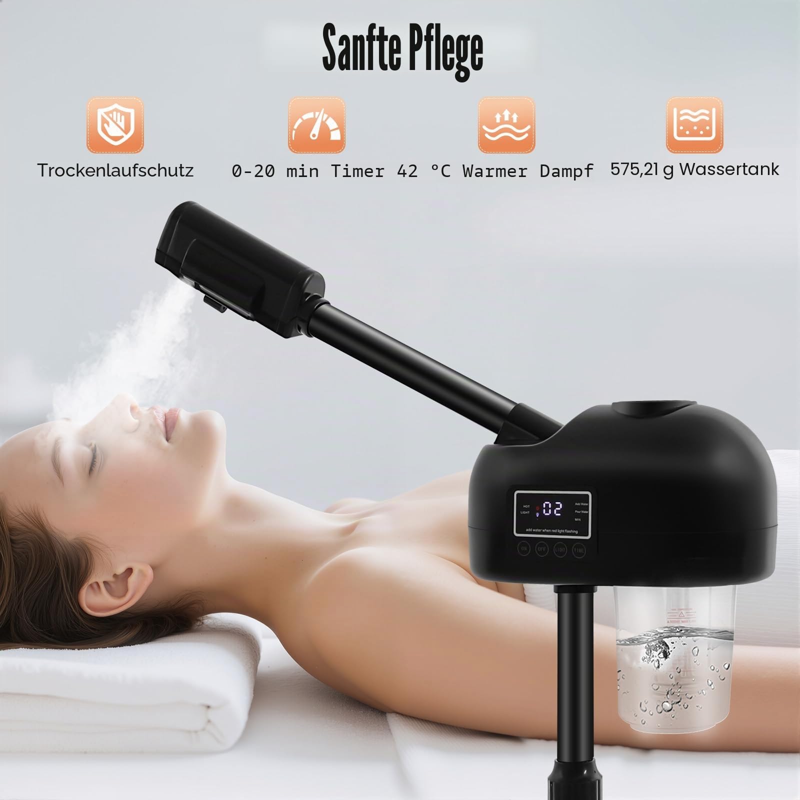 Gesichtsdampfer 360°, 118A 220V Gesichtssauna Porenreiniger Dampf Spa Maschine Luftbefeuchter Schönheit, Gesichtssauna Verdampfe mit Trockenbrandschutzfunktion