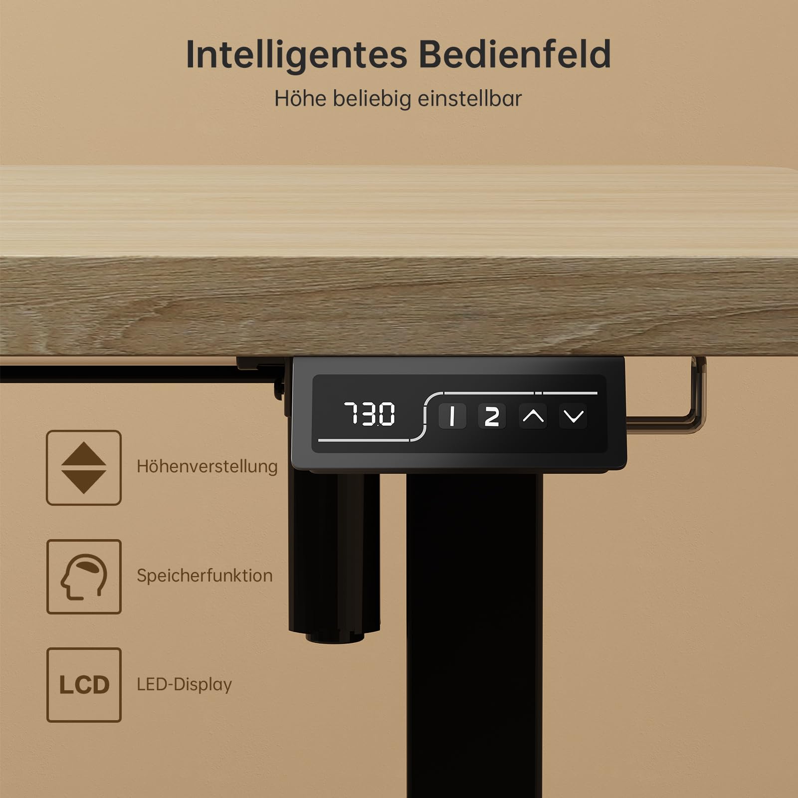 JUMMICO Höhenverstellbarer Schreibtisch Gestell, Stabiler Tischgestell, Elektrisch Höhenverstellbare Tischbeine, Steh-Sitz Bürotisch, Stehpult, Standing Desk mit 2 Memory-Funktion Schwarz