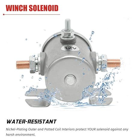 Continuous Duty Solenoid Relay 3 Terminal for Winch, Marine, Golf Cart SPST 12VDC Max 200A Replaces # 1114240, 1114241, 1114538, 97240-X, 70091714, 974-1215-10-16,934-1215-010-16