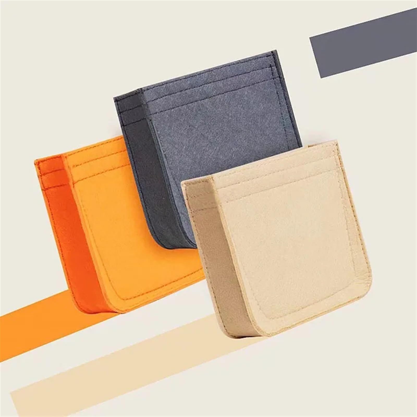 Innentasche Aus Filz 2 Stück Einsatzbeutel aus Filz, Organizer for Make-up, Handtaschen, Organizer for Reisen, innere Geldbörse, tragbare Kosmetiktaschen Zur Aufbewahrung(Black,Medium)
