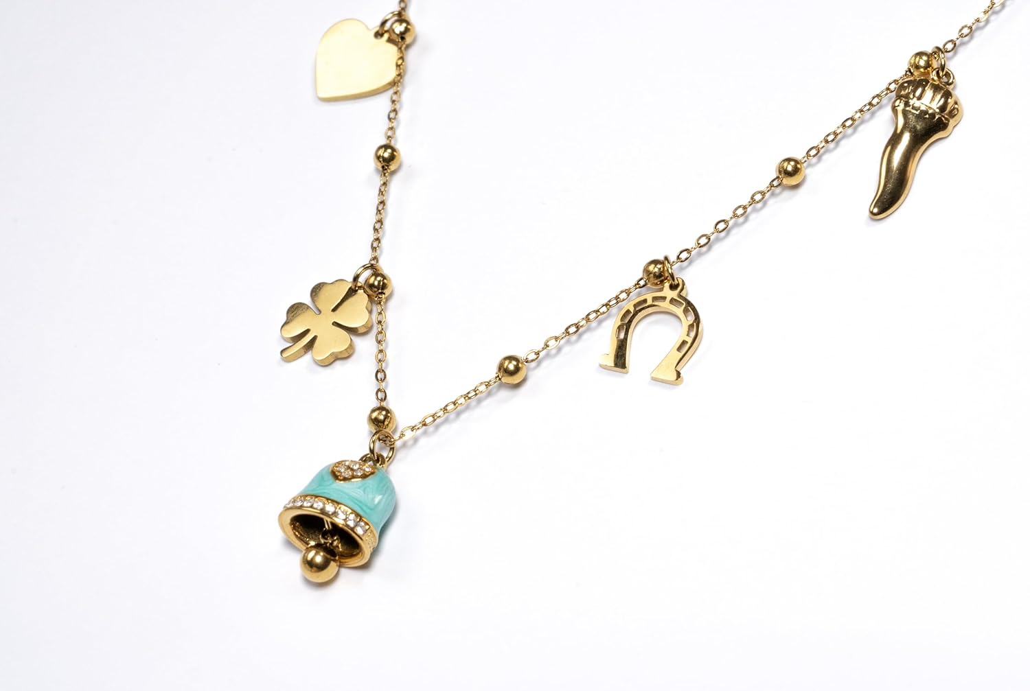 18K Gold Plated Stainless Steel Necklace with Ceramic Bell-Shaped Pendant Elegant and Timeless Jewelry Piece - Image 3