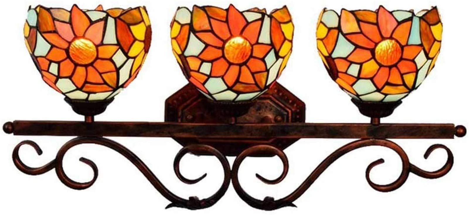 IUokLU Wall Lamp for Bedroom 3 Light Bathroom Vanity Light,Vintage Baroque Wall Lamp,Tiffany Style Stained Glass Wall Lamp,Decoration Handmade Gift Wall Sconces Fixtures for Bathroom Bedr(H)