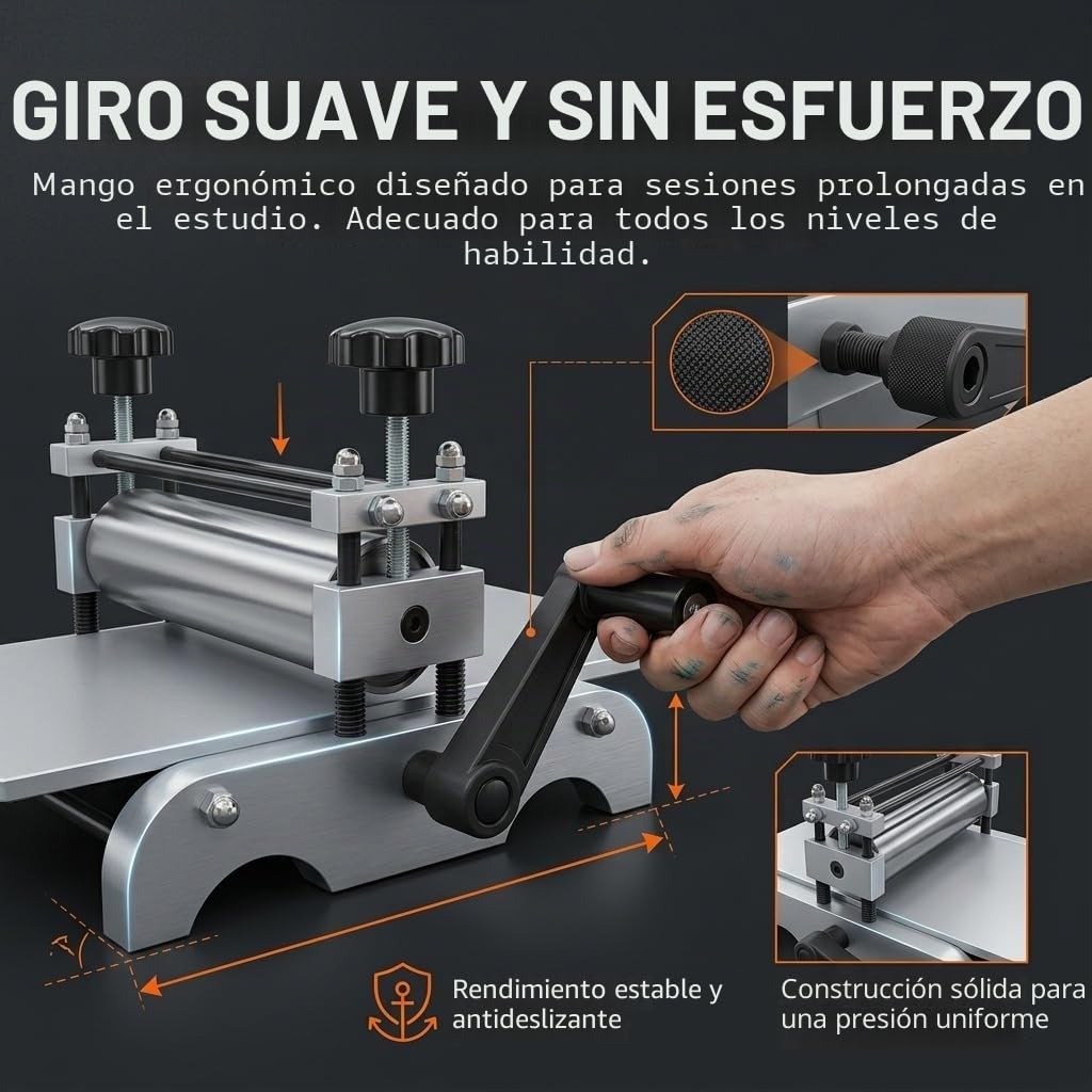 Tórculo Calcográfico Profesional de Aluminio, Máquina para Linograbado y Estampa Artística DIY, Prensa Manual para Aguafuerte, Xilografía, Área 30x17cm