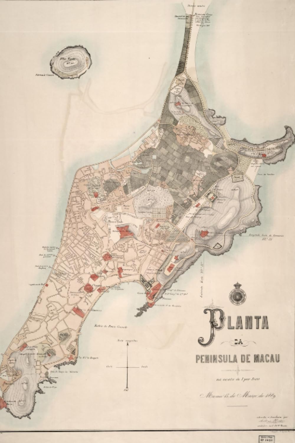 Macau Map Journal: Vintage 1889 Map of Macau Notebook