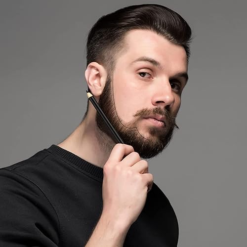 Miniatura 6 de Lápiz de barbero, relleno de lápiz de barba para hombres, lápiz de peluquero para alineación, delineador de lápiz de barba para el hogar, forma de