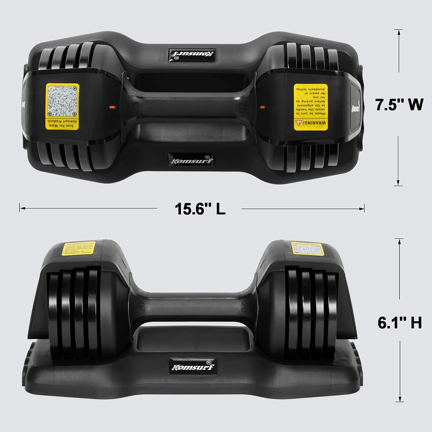 KOMSURF Adjustable Dumbbell, 25 lb Single Dumbbell for Men and Women with Weight Dial Function, Fast Adjust Weight by Rotating Handle, Black Dumbbell with Tray Suitable for Strength Training : Sports & Outdoors