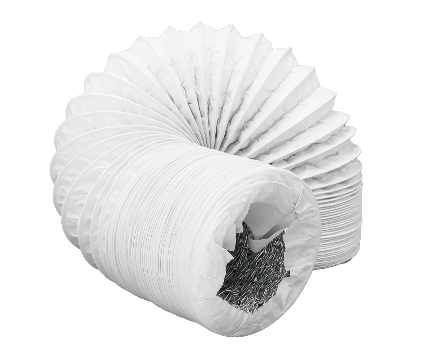 H&C VENT Tubo flessibile di scarico – con alluminio – Isolamento PVC – Tubo flessibile – Uscita di ventilazione tubo flessibile per condizionatori d'aria, asciugatrice (bianco, Ø 200 mm – 3 m)