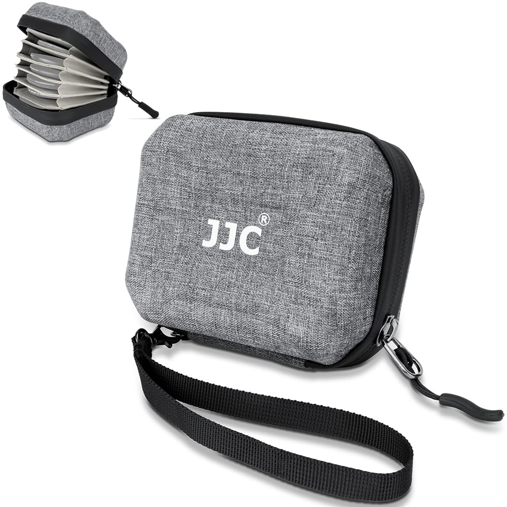 JJC Custodia rigida per 10 filtri, diametro ≤ 67 mm, antipolvere e impermeabile, per filtro ND UV CPL, con cinghia da polso + panno di pulizia