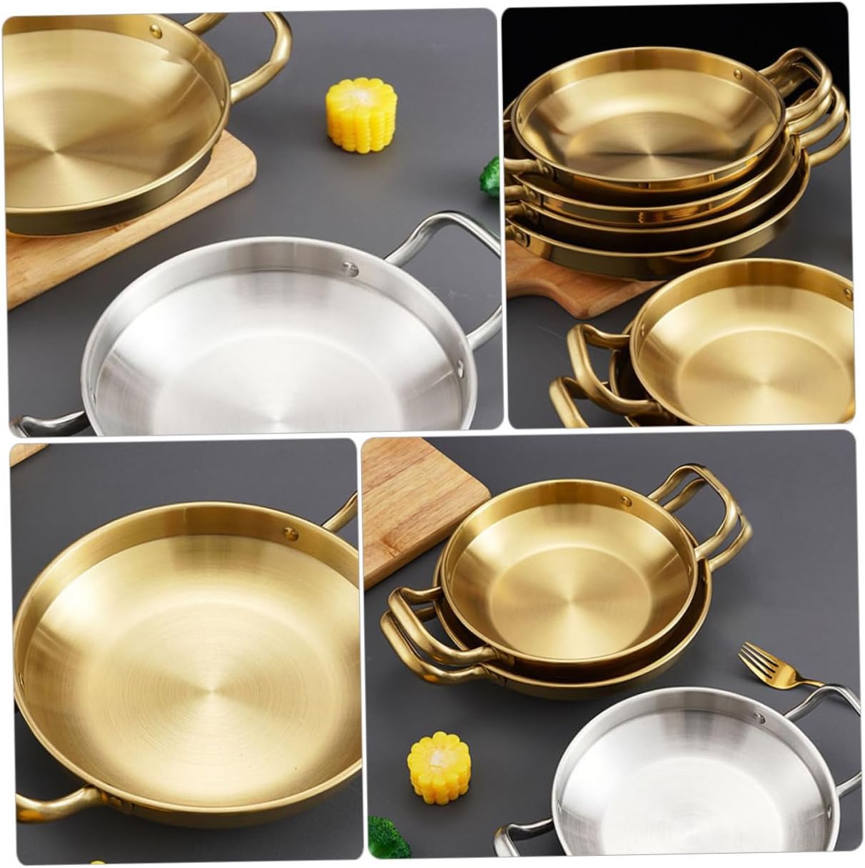 Korean Ramen Pan with Handles, Stainless Steel Hot Pot for Restaurant