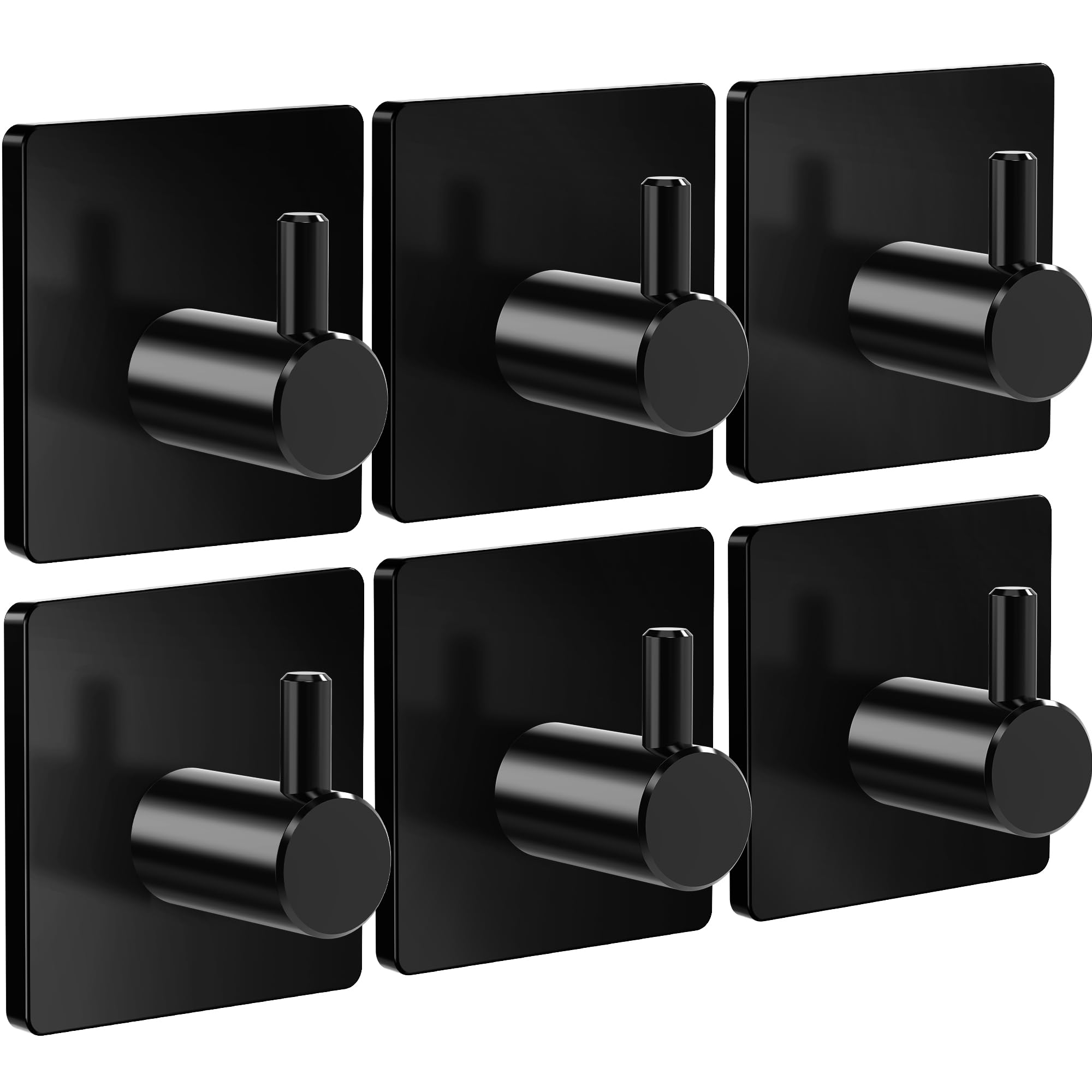 Ganci per asciugamani, 6 pezzi, autoadesivi, da parete, senza foratura, in acciaio inox, impermeabili, in acciaio inox, ideali per bagno, bagno, toilette, cucina, ufficio (argento