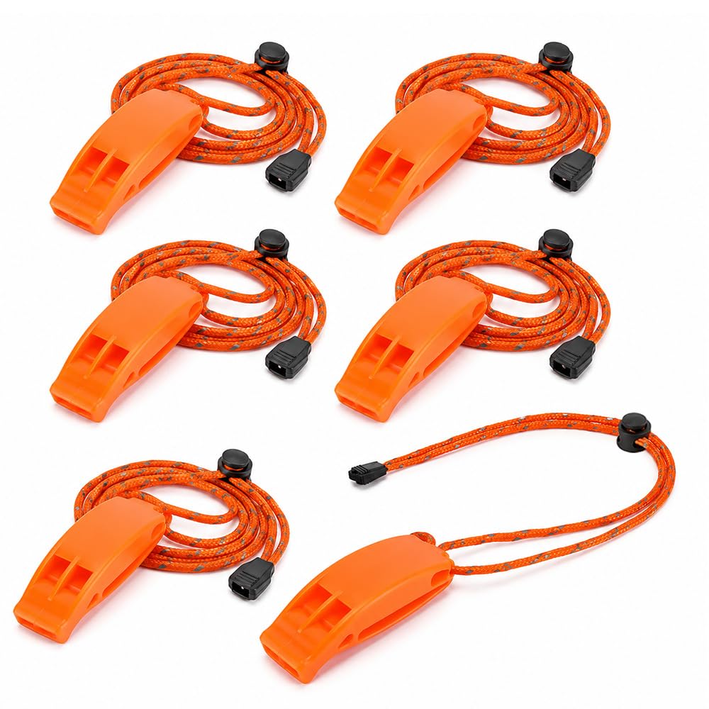 6PCS Loud Emergency Whistles Dual-Tube Design for Hiking Safety