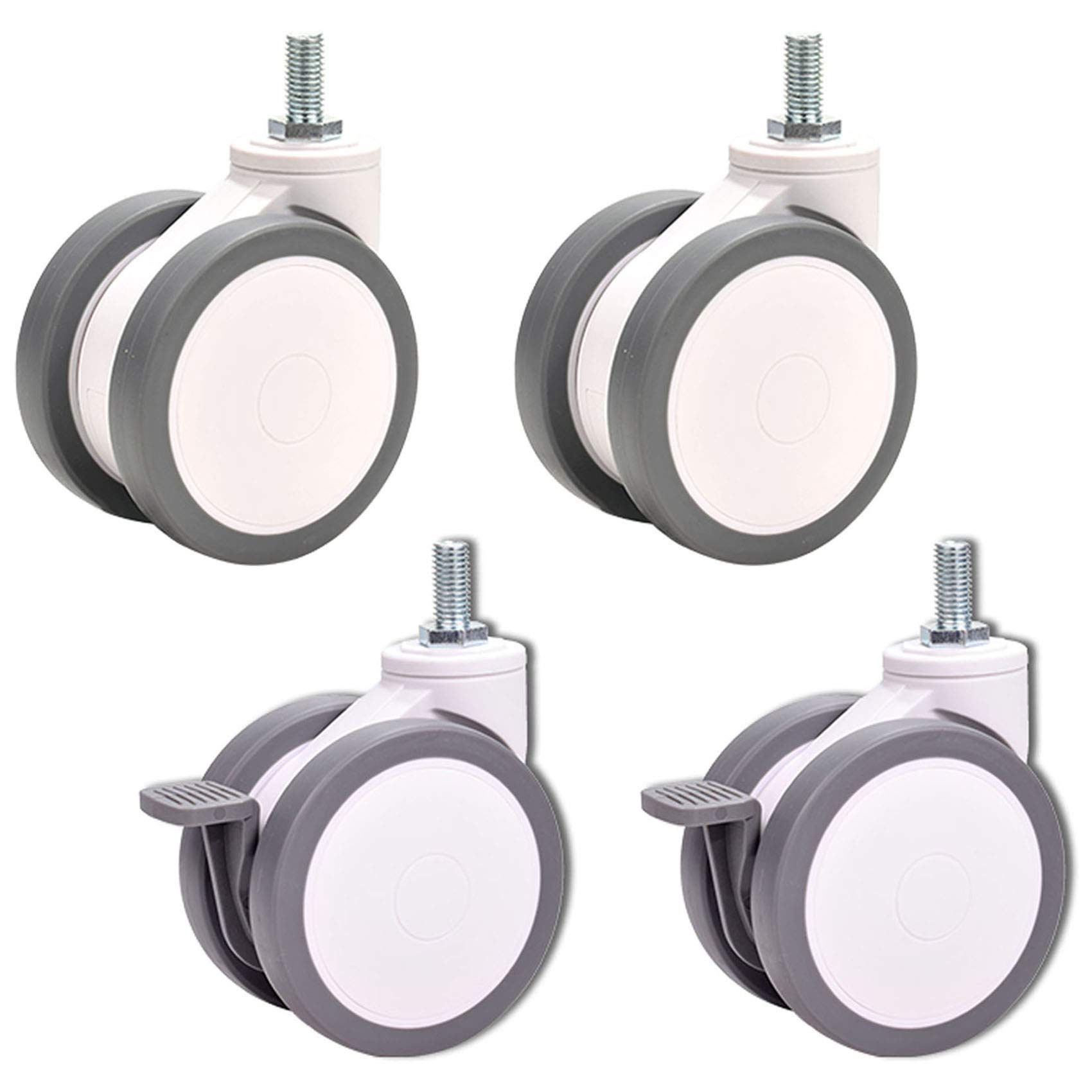 Buy 4 Thread M12 Heavy Duty Castor Wheels,100mm Rubber Swivel Castor