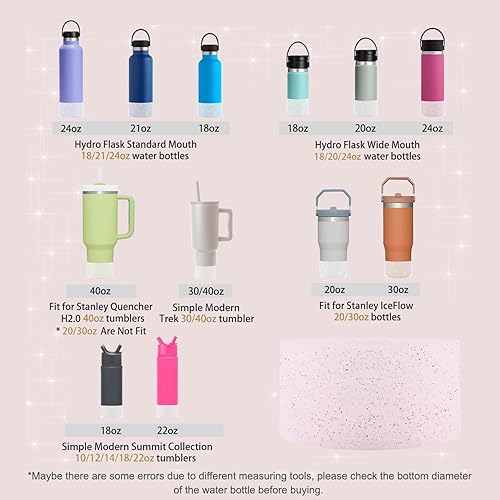 Miniatura 4 de WORBSS Paquete de 2 fundas de silicona con purpurina para botas Stanley Cup H2.0 de 40 onzas y Hydro Flask de 18-24 onzas y vaso simple moderno con