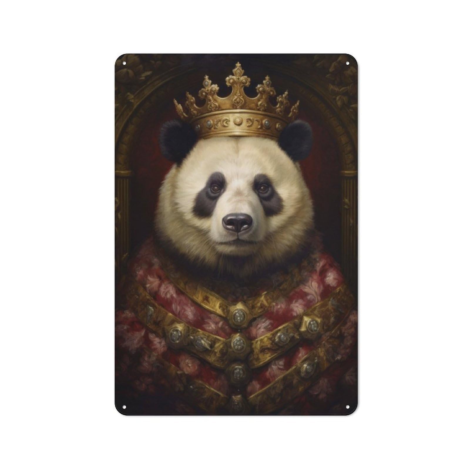 Junmoney Anthropomorphic King Panda Retro Metal Wall Sign 30X20cm With For Workshop Wall, For Vintage Wall Decor Fans, For Garage And Workshop Walls
