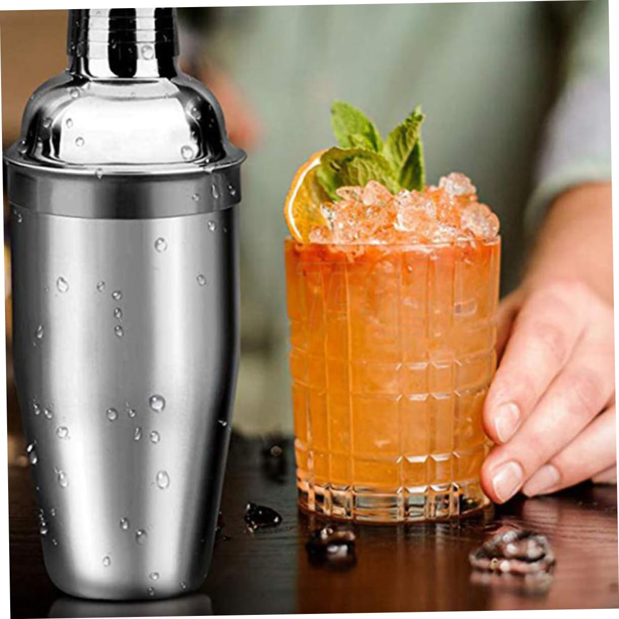 POPETPOP Set Cocktail Professionale Shaker da 550ml Robusto e Comodo 5 Pezzi in Acciaio Inossidabile Accessori Moderni per Bar Domestico e Aperitivi