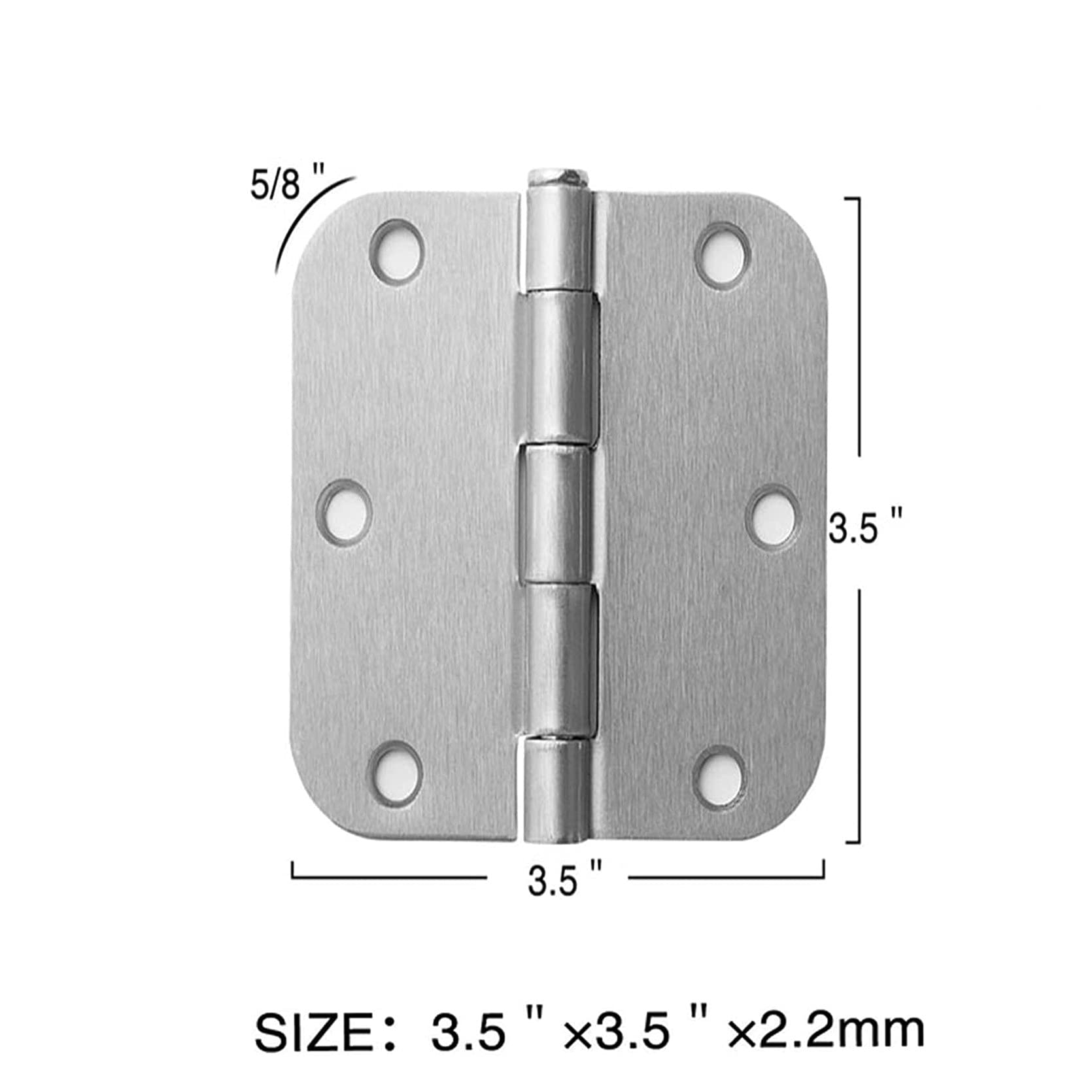 30 bisagras de puerta de níquel satinado cepillado, 3.5 x 3.5 pulgadas, esquinas de radio 5/8 2.2 mm bisagras de puerta