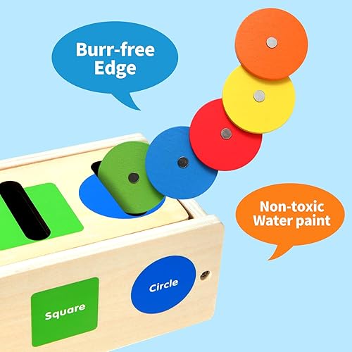 Miniatura 4 de Montessori Toys - Caja de clasificación de formas de color de madera para niños pequeños de 1 a 3, bloques geométricos a juego para aprendizaje