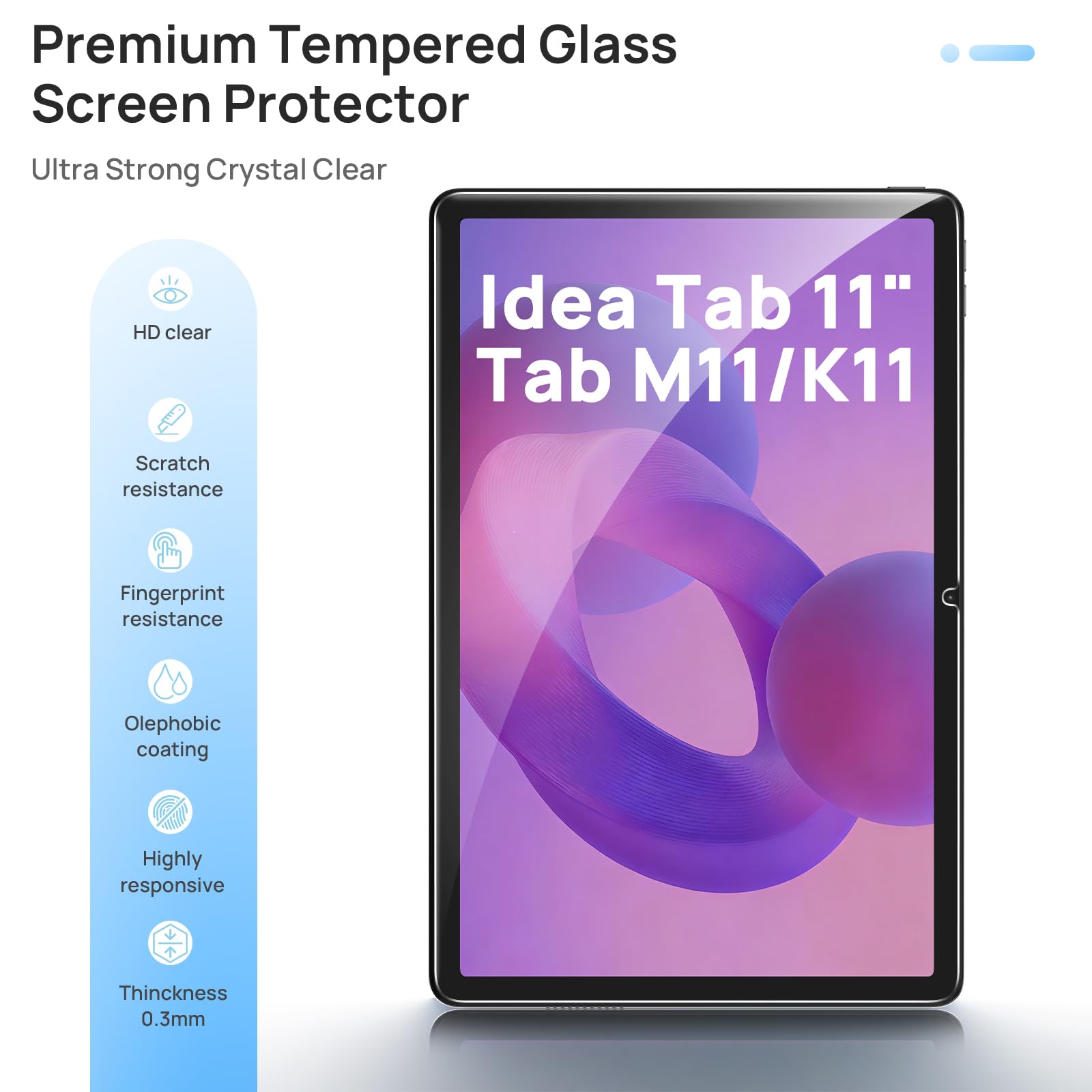 Pellicola Protettiva per Lenovo Tab M11 K11 Idea Tab 11 Pollici Xiaoxin Pad 11 Vetro Temperato 2 Pezzi