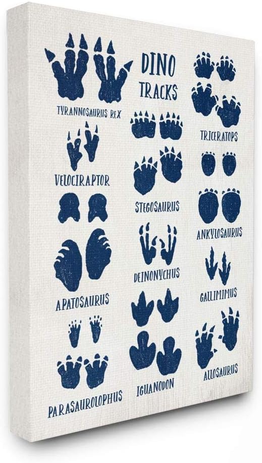 Stupell Industries Rustic Chart of Dinosaur Tracks Kid's Reptile Sign, Designed by Daphne Polselli Wall Art, 24 x 30, Canvas