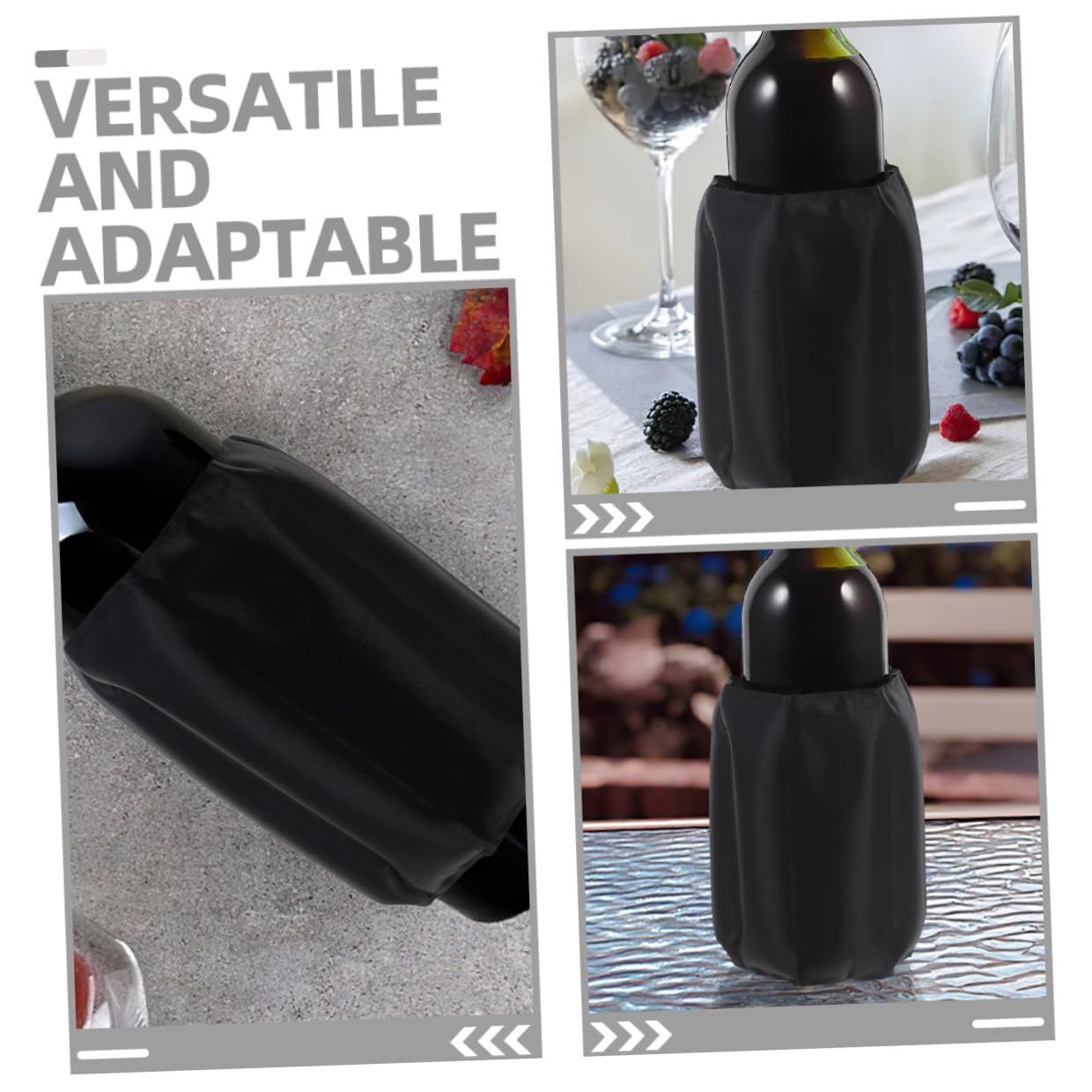 Fasce Refrigeranti per Bottiglie Vino e Birra, 2 Pezzi Nero