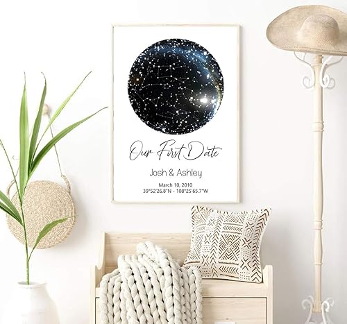 Miniatura 5 de STICKERSFORLIFE Cartel de constelaciones de mapa de estrellas personalizadas póster de cielo nocturno arte de pared regalo de ocasión especial