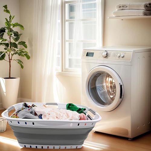 Miniatura 4 de SAMMART Cesta de plástico plegable de 44 L (11.6 galones), contenedor de almacenamiento plegable y plegable, bañera de lavado portátil, cesta de