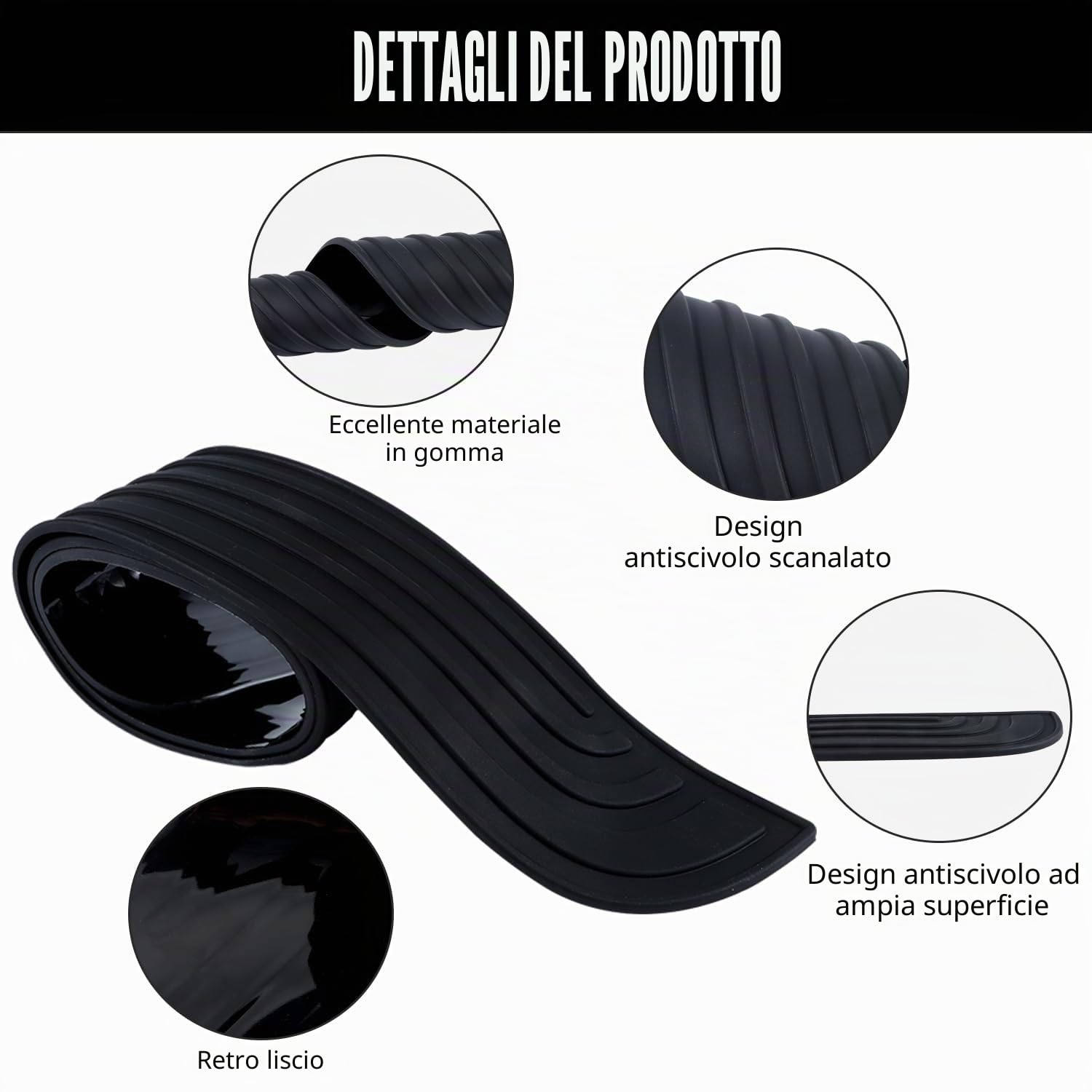 Protezione Paraurti Posteriore in Gomma Autoadesiva 90x7cm – Antigraffio Universale per Auto, SUV, Pickup e Camion | Installazione Istantanea, Compatibile con Tutte le Auto
